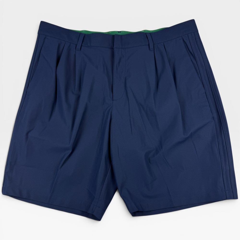 ADIDAS Golf Originals F Pleated Shorts Mens 36 Navy Blue Three Stripe Casual - Picture 6 of 13